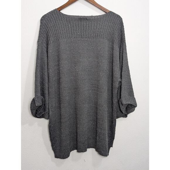 Umgee Wide Sleeve Knit Sweater Gray Size M NWT - Picture 7 of 7